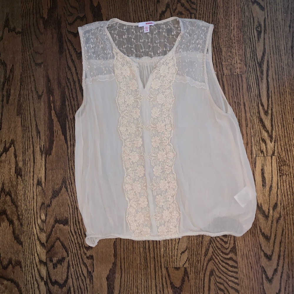 Cream floral tank top